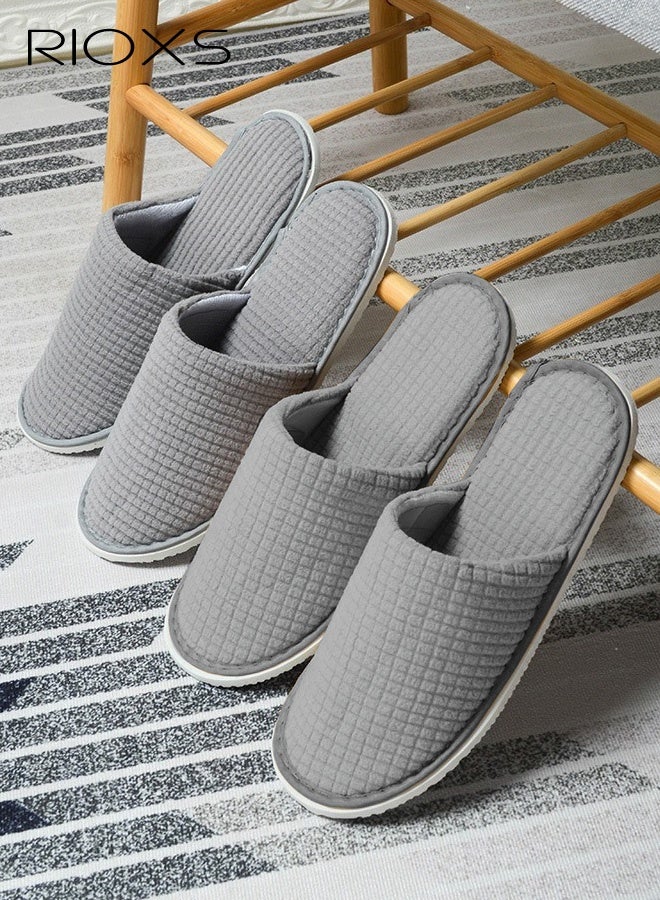 RIOXS 6 Pairs Slippers, Unisex Half Slippers, Non Slip Disposable Slippers For Guest, Reusable Washable Indoor Flats, Mens Womens Slippers, Spa Slippers Guest Slippers For Hotel/ Wedding Party, House Slippers For Bathroom Bedroom, Travel Slippers, Family Closed-toes Half Slippers - Image 5